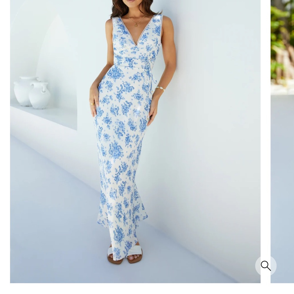 Blue Floral Wrap Maxi Dress - Women